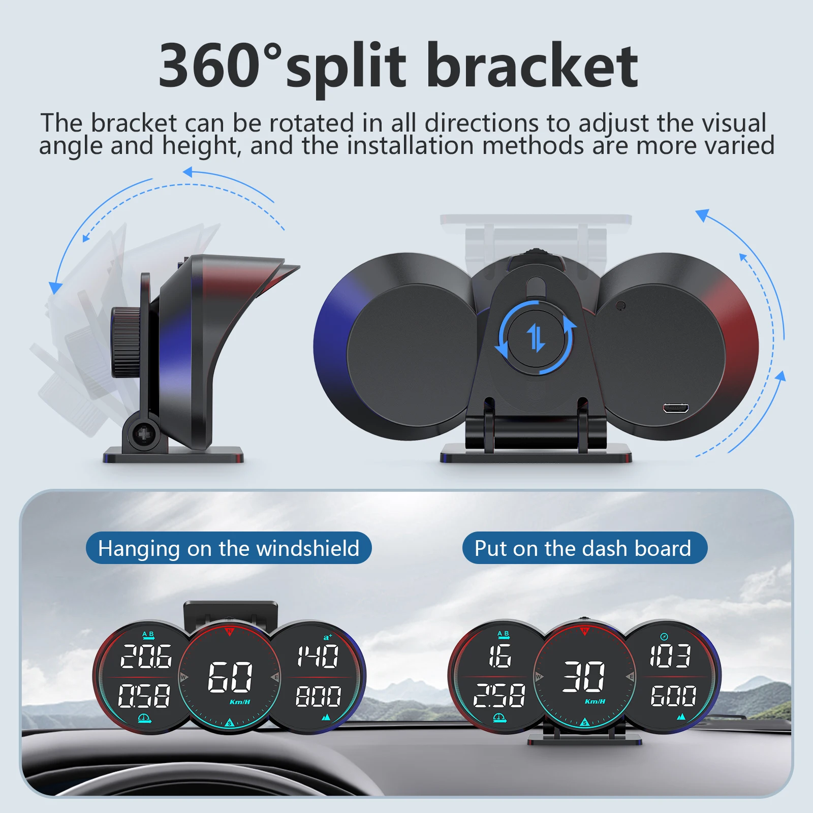 HUD G17 Head-Up Display velocímetro GPS y brújula universal - imagen 5