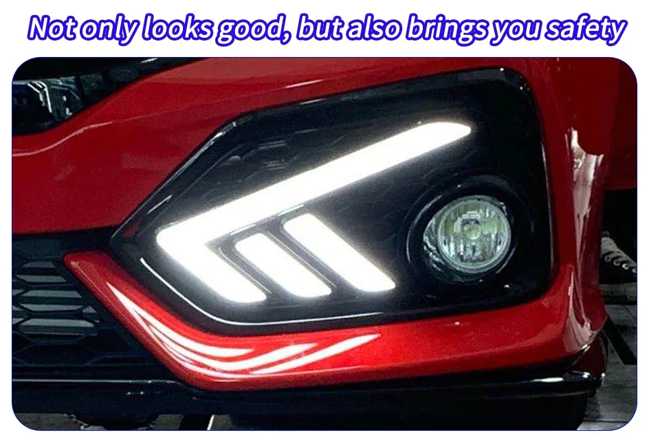 Vista frontal del conjunto de luces instalado en Honda Civic X