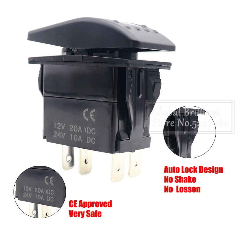 Interruptor basculante con LED rojo para coche - imagen 4