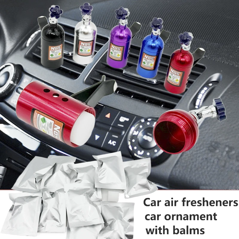 Ambientador de coche para rejilla con botella de aluminio estilo NOS