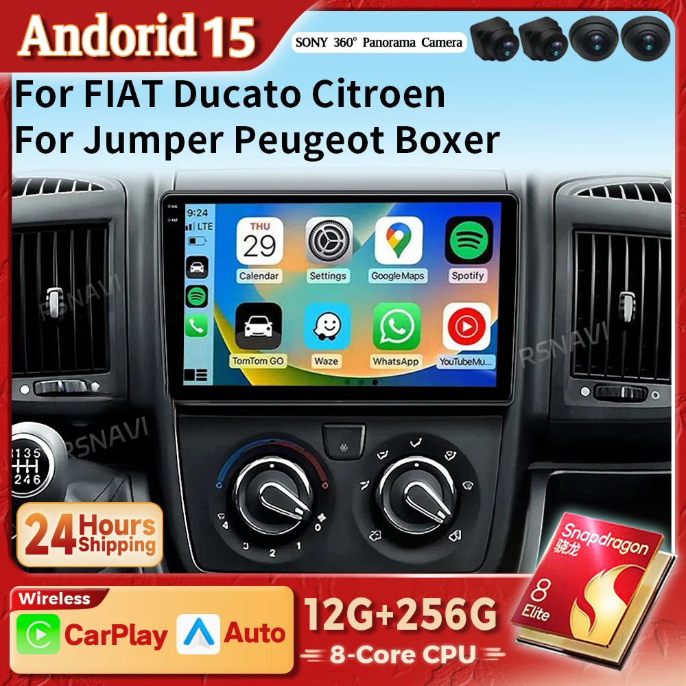 Radio multimedia Android 15 con CarPlay para Fiat Ducato 2007-2015