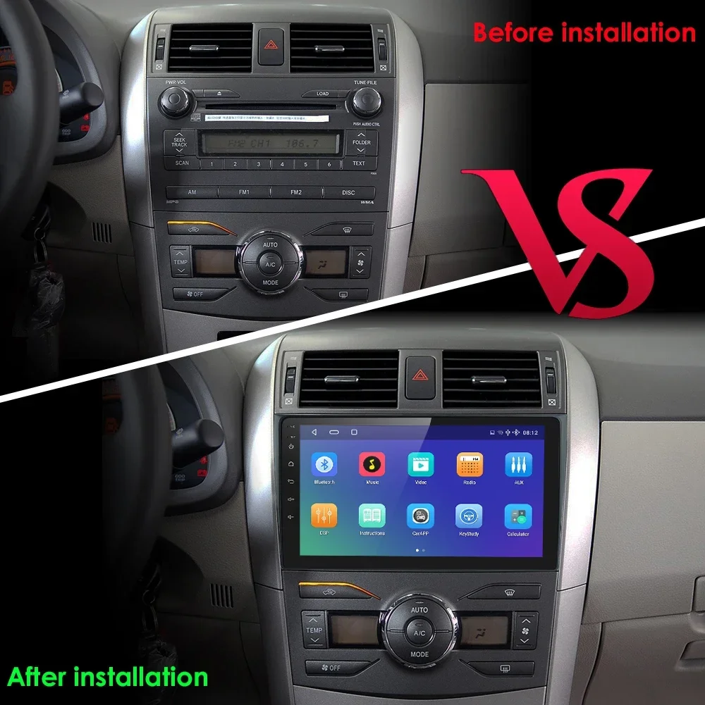 Radio Android 13 Toyota Corolla 2007-2011 2DIN con CarPlay y 8 núcleos - imagen 2