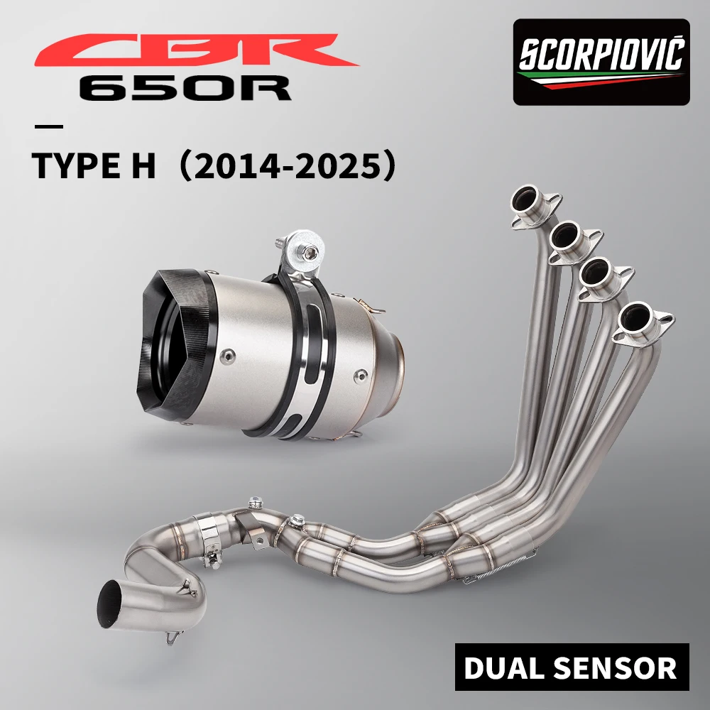 Tubo de Escape de motocicleta para CBR650R CBR650F CBR650 CB650F 2014-2025 sistema completo de Escape de tubo de enlace frontal con dos sensores de oxígeno