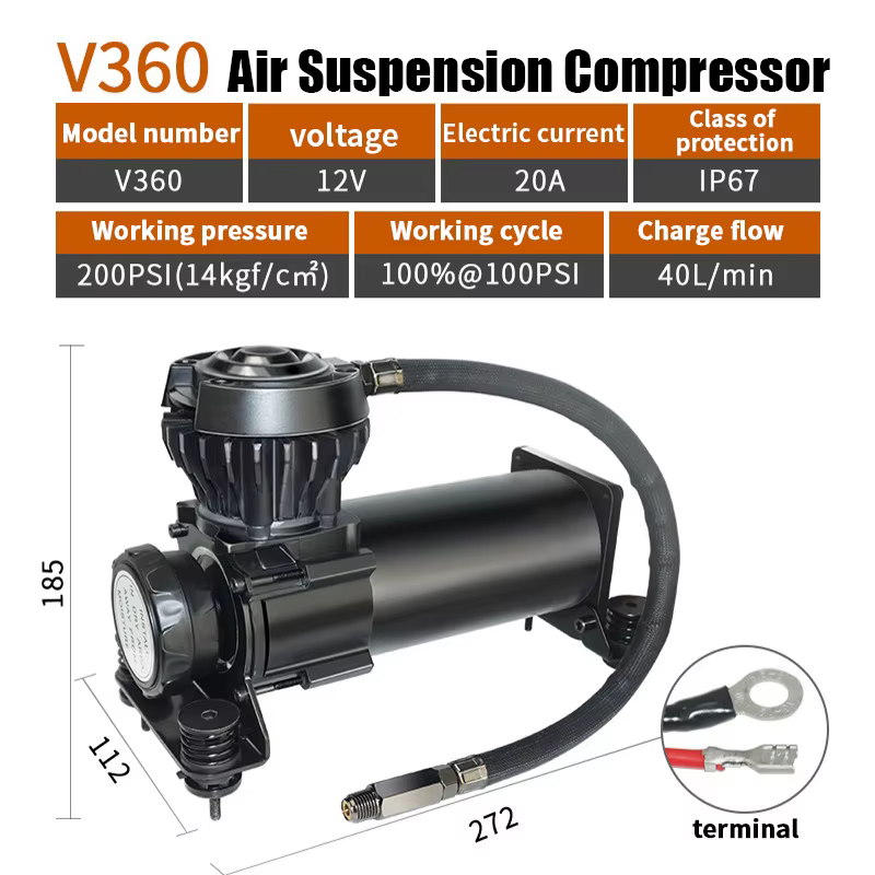 Kit Compresor Suspensión Neumática V360 - 200PSI 12V IP67 Universal - imagen 2