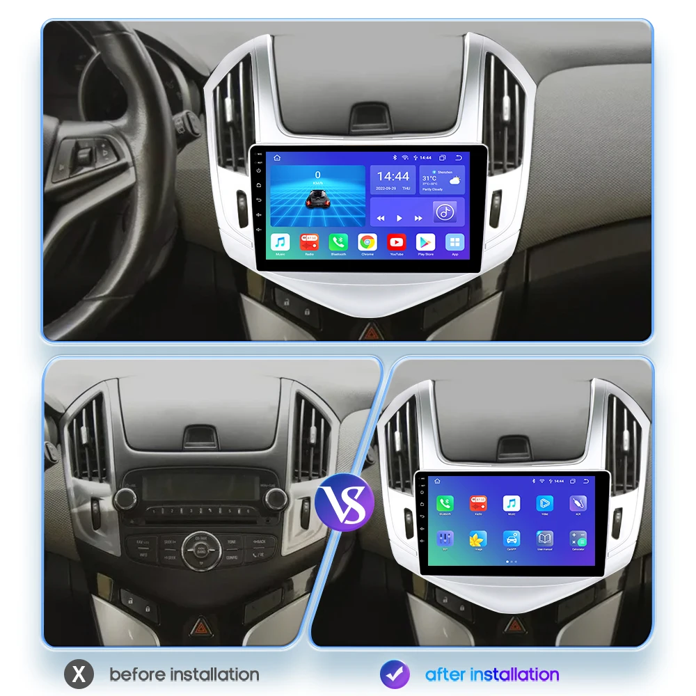 Radio doble din con Android Auto y CarPlay para Chevrolet Cruze - imagen 2