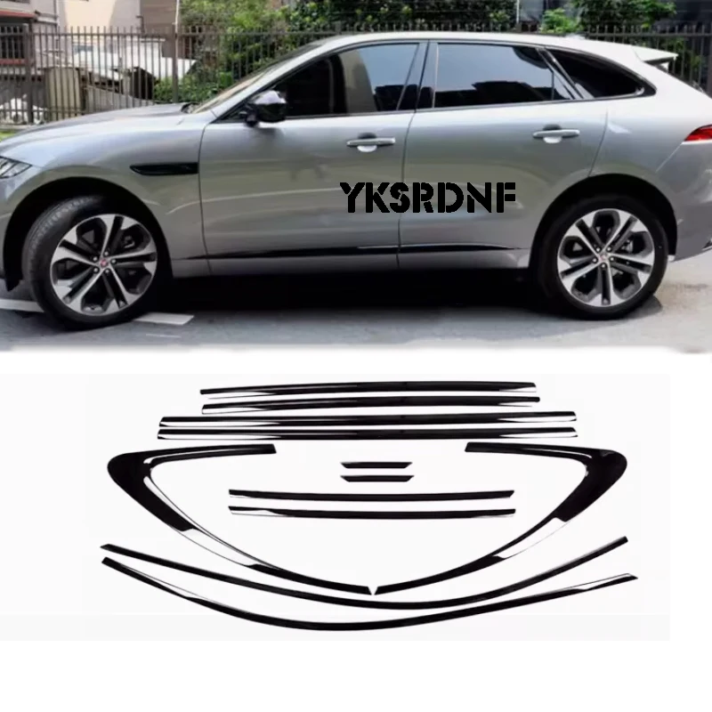 12 Uds negro brillante se adapta a Jaguar f-pace embellecedor de ventana de coche pegatina de cubierta de tira accesorios de coche 2017 2018 2019 2020 2021 2022 2023 - imagen 3