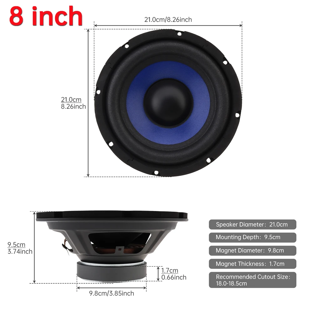 Subwoofer para coche de 5 a 10 pulgadas, altavoz de graves - imagen 4