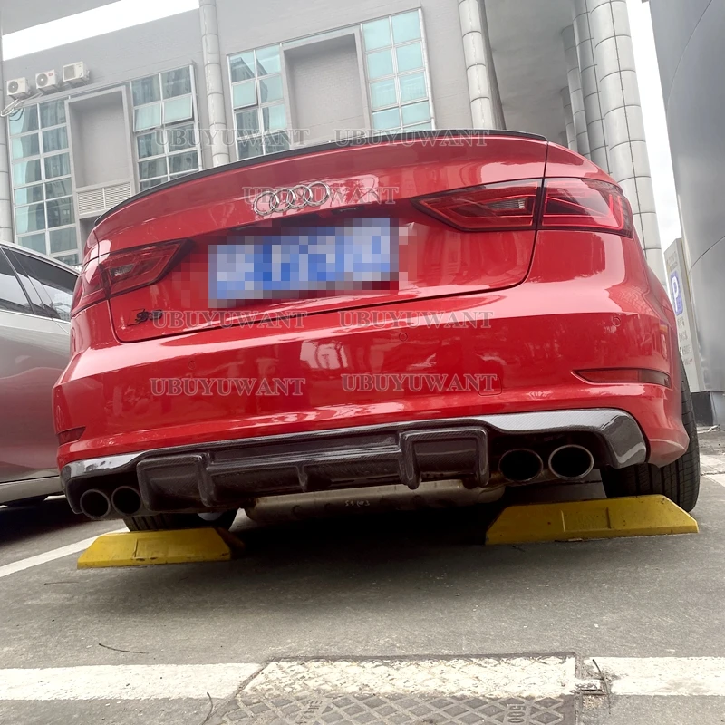 Difusor trasero de fibra de carbono negro brillante para Audi A3 Sedan