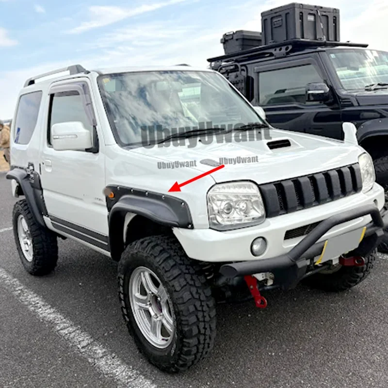 4 Uds estilo de coche rueda negra mate ceja arco redondo guardabarros guardabarros protectores contra salpicaduras para Suzuki jimny 2007-2017 - imagen 5