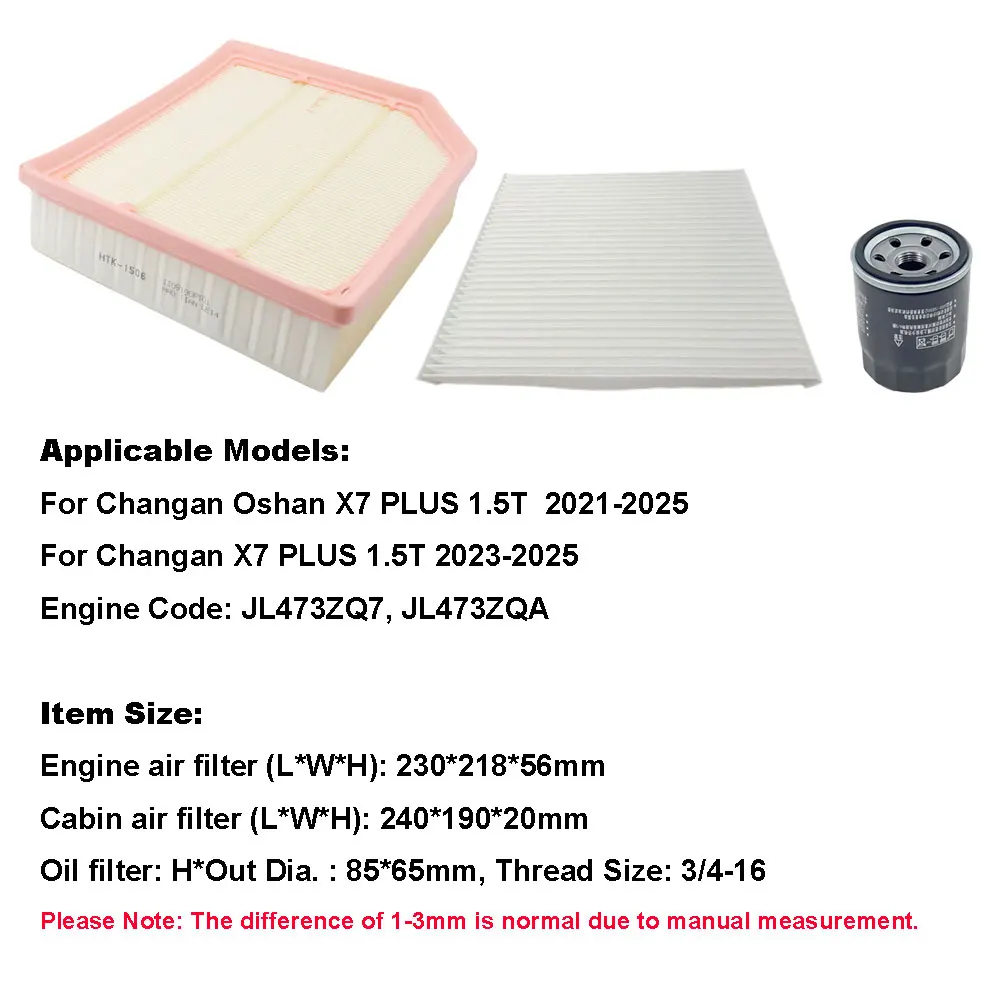 Kit de filtros Changan Oshan X7 Plus 1.5T: aceite, aire y habitáculo - imagen 4