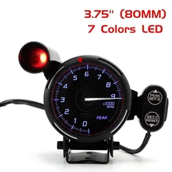 Tacómetro LED 7 colores 3.75" 0-9000 RPM con luz de cambios – 12V