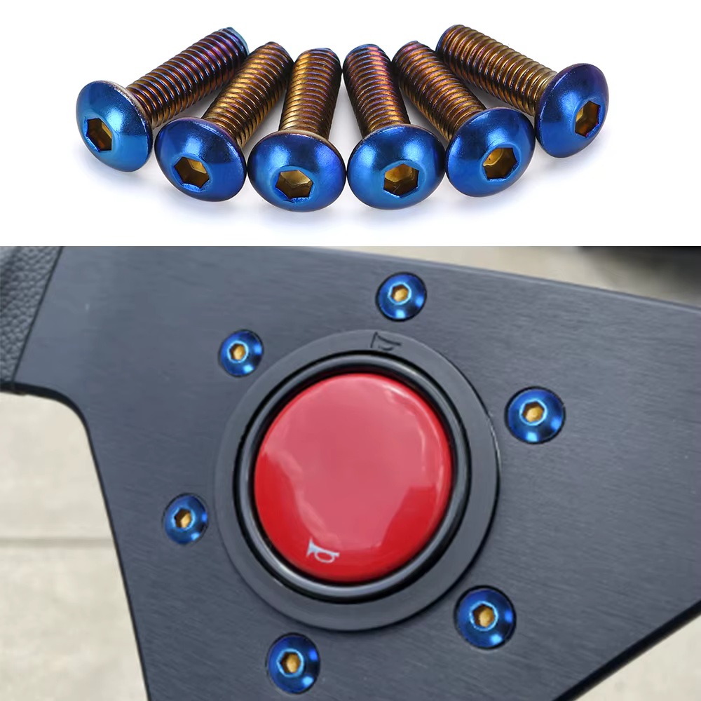 PQY Tornillos de titanio para volante deportivo, kit de buje redondo - imagen 3