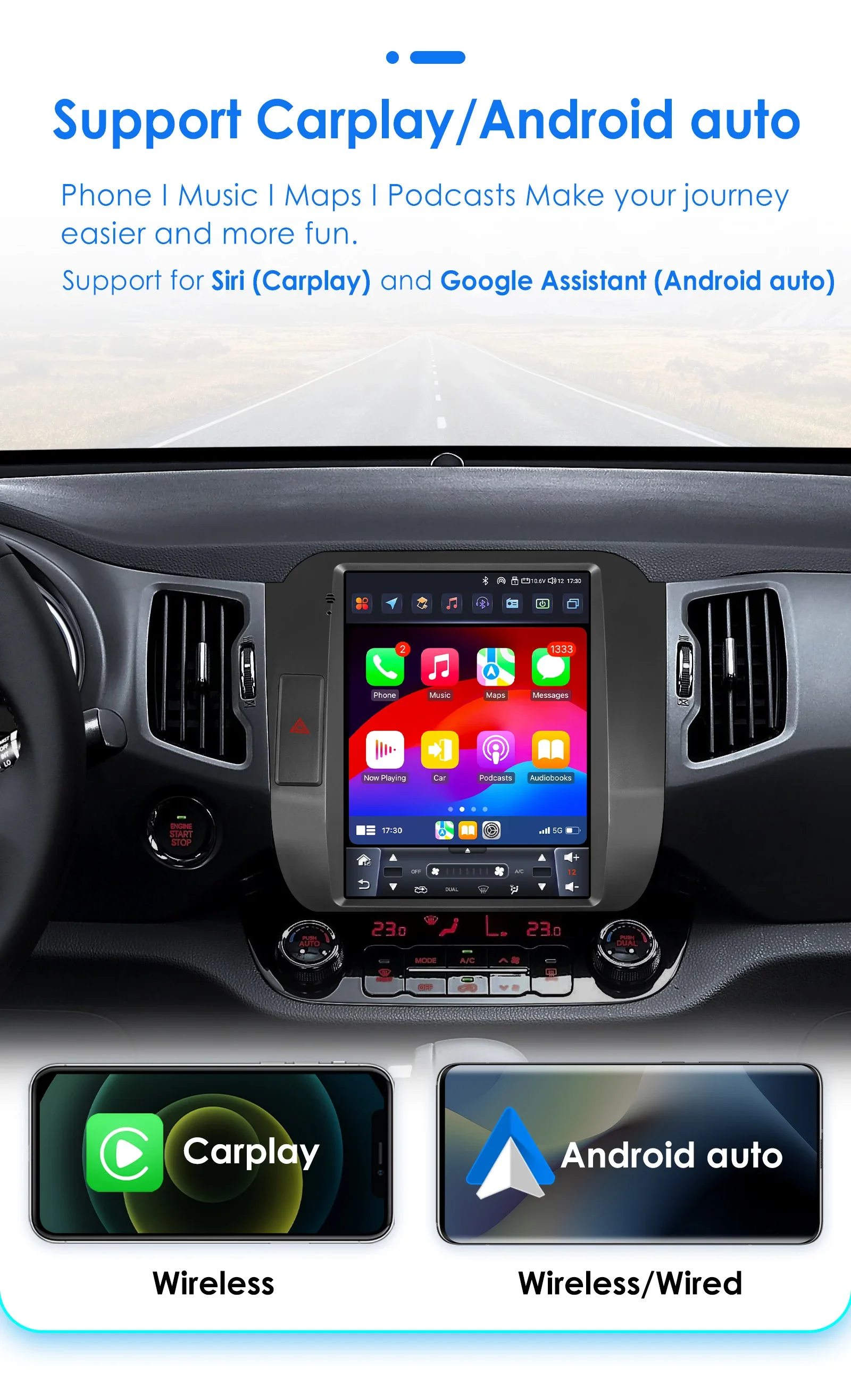 9,7 "Anderoid 13 radio de coche para KIA Sportage 3 SL 2010-2016 reproductor de vídeo Multimedia GPS navi estéreo 7862 pantalla de unidad principal SWC - imagen 3