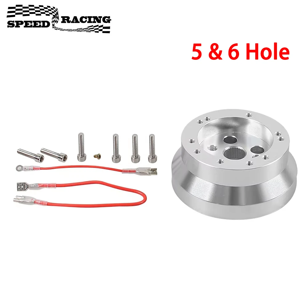 Adaptador de buje corto para volante GM, aluminio pulido 5/6 tornillos