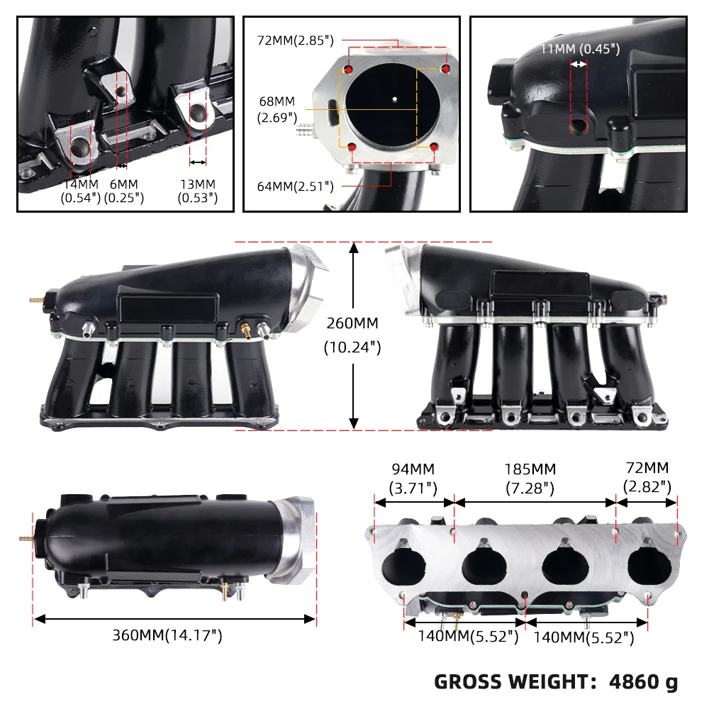 Bartoo Ultra colector de admisión de aluminio – Honda K-Series - imagen 4
