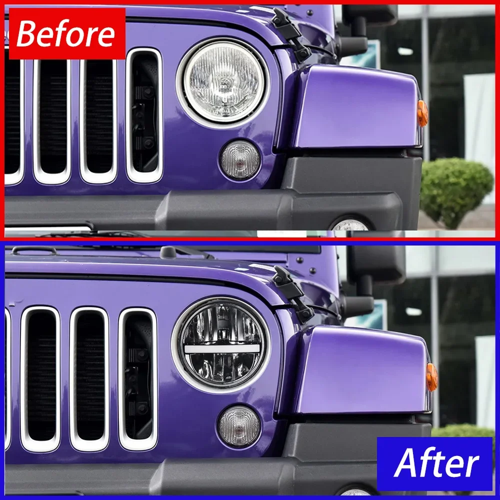 Juego de faros LED con lente de proyector Plug and Play para Jeep Wrangler JK 2007-2017 - imagen 3