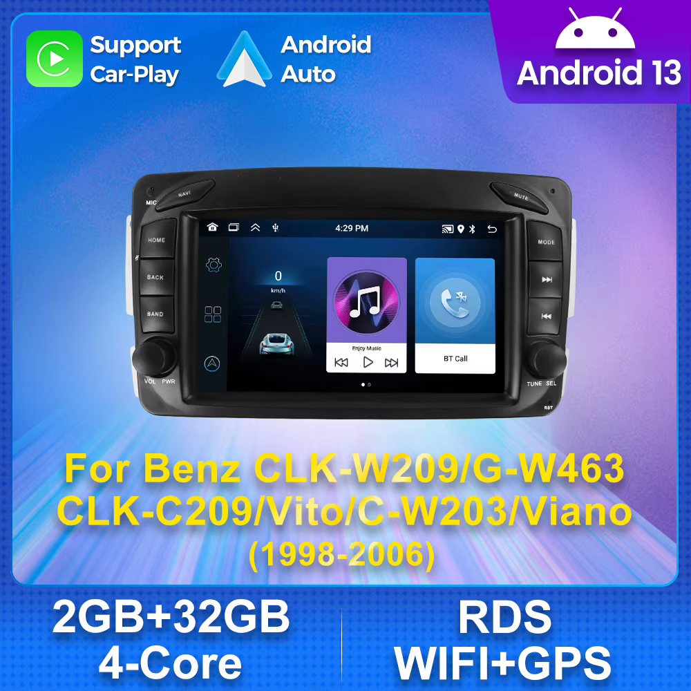 Radio multimedia con Android Auto y CarPlay para Mercedes CLK W209 - imagen 2