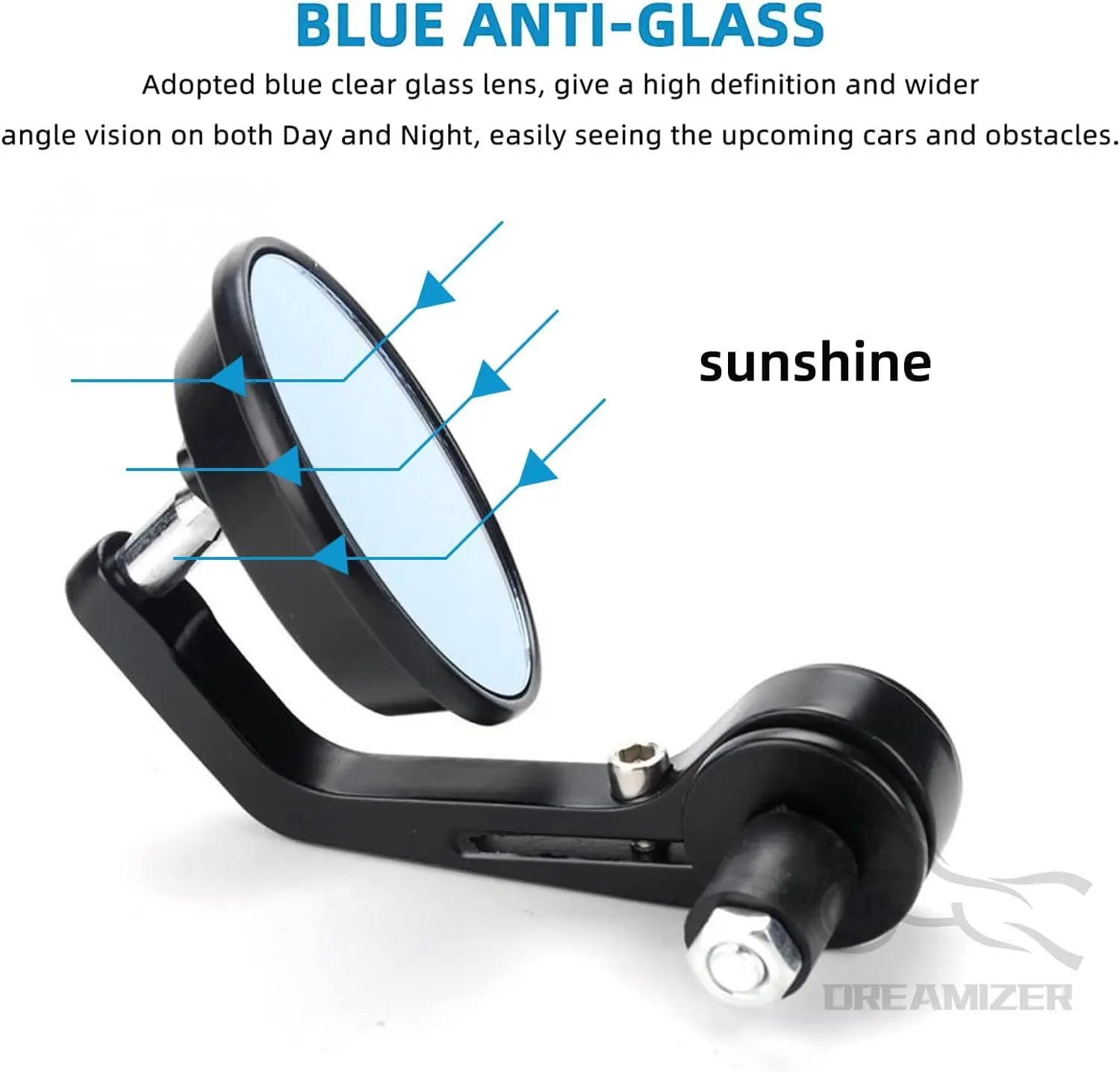 Retrovisor de manillar antideslumbrante azul para Sportster 883 - imagen 4