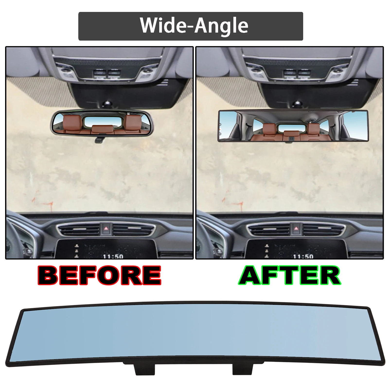 Espejo retrovisor interior universal azul antideslumbrante gran angular - imagen 4