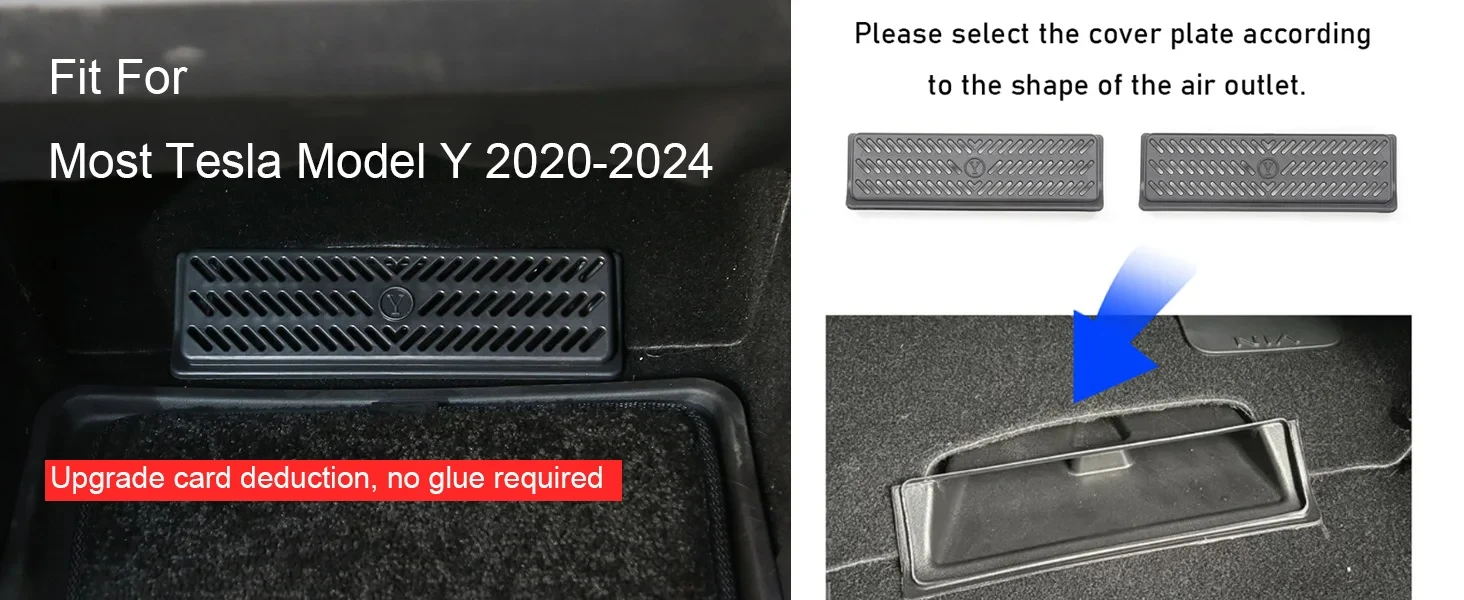 Cubiertas negras para las salidas de aire debajo del asiento