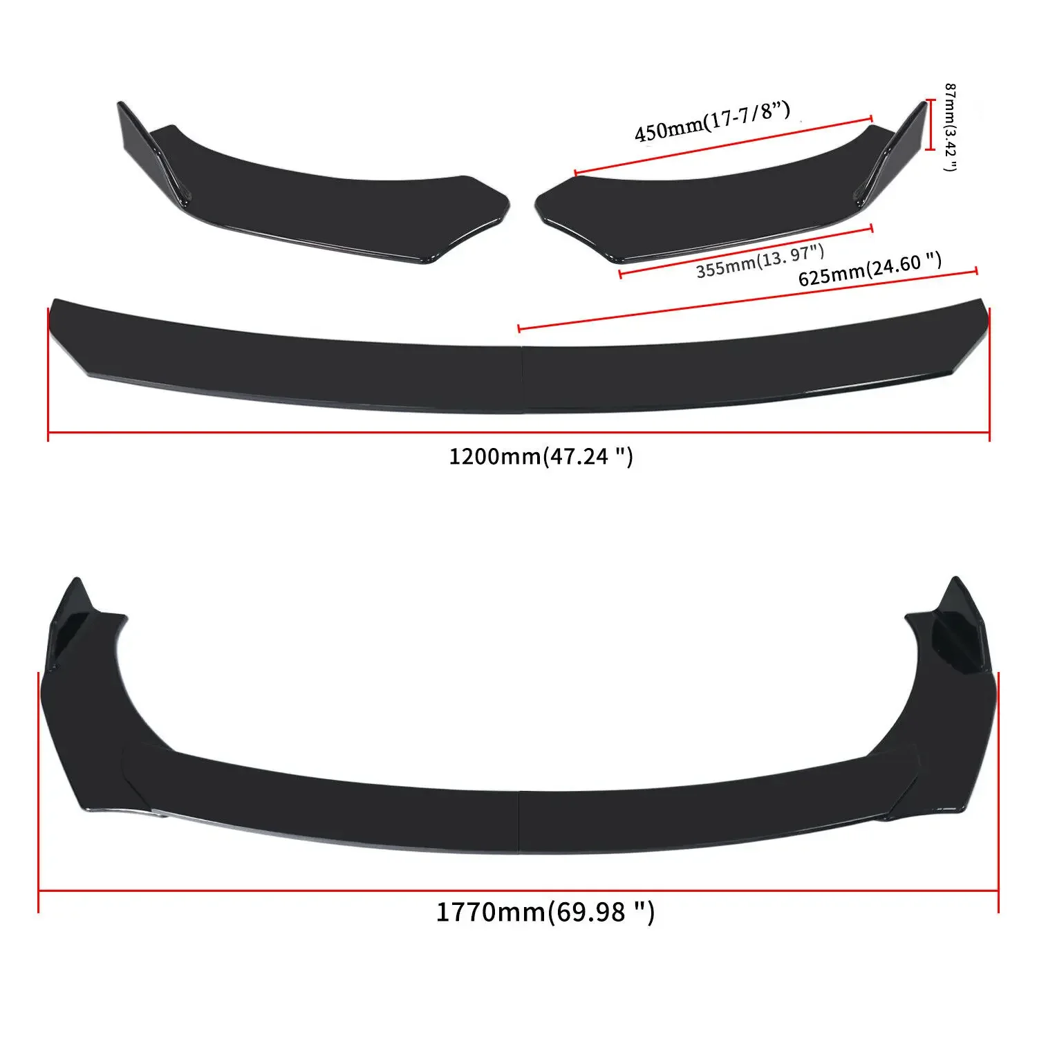 Splitter delantero universal con soportes de acero inoxidable - imagen 2