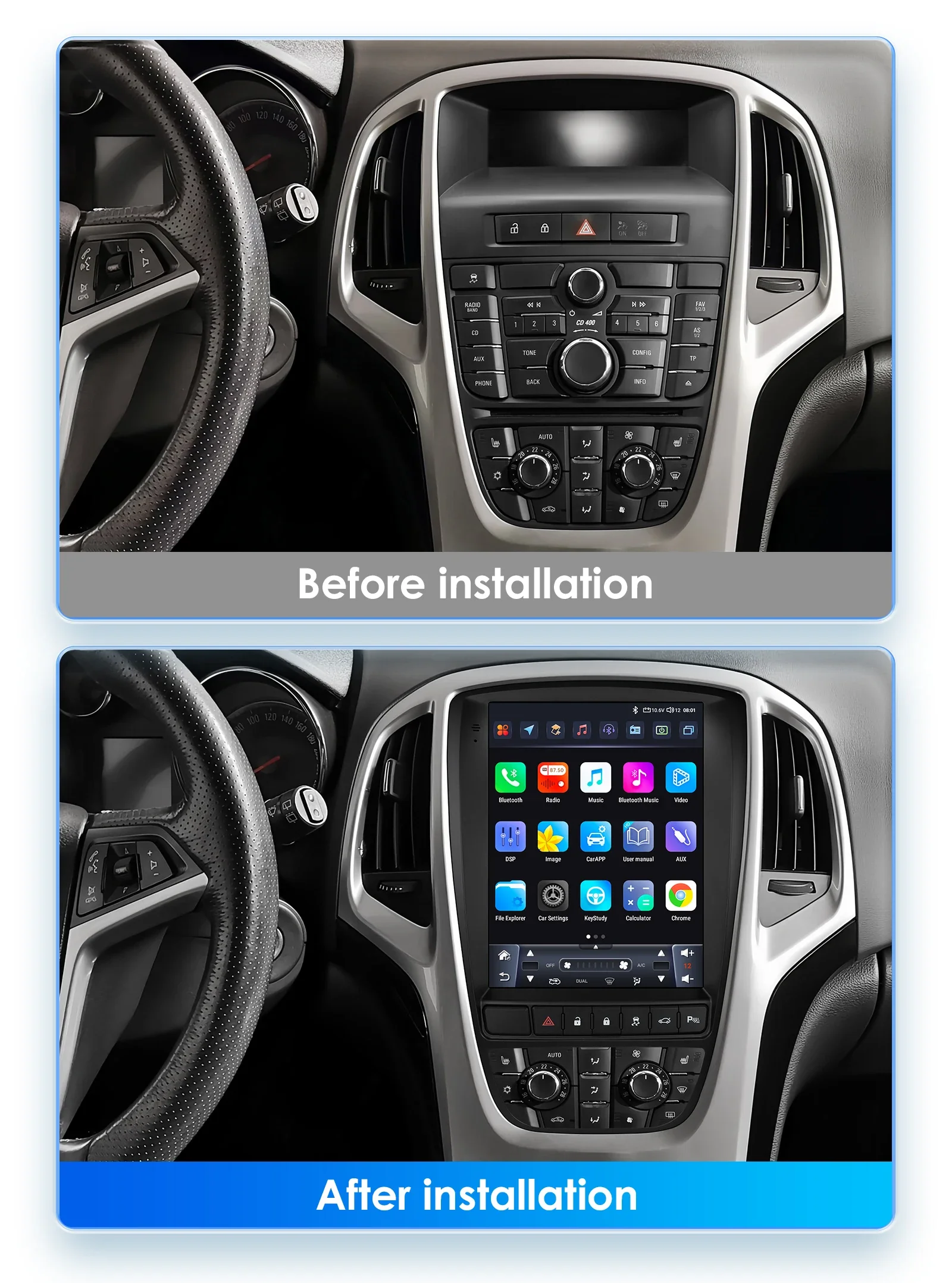 Hizpo Radio 2 DIN vertical con GPS y CarPlay para Opel Astra J - imagen 2