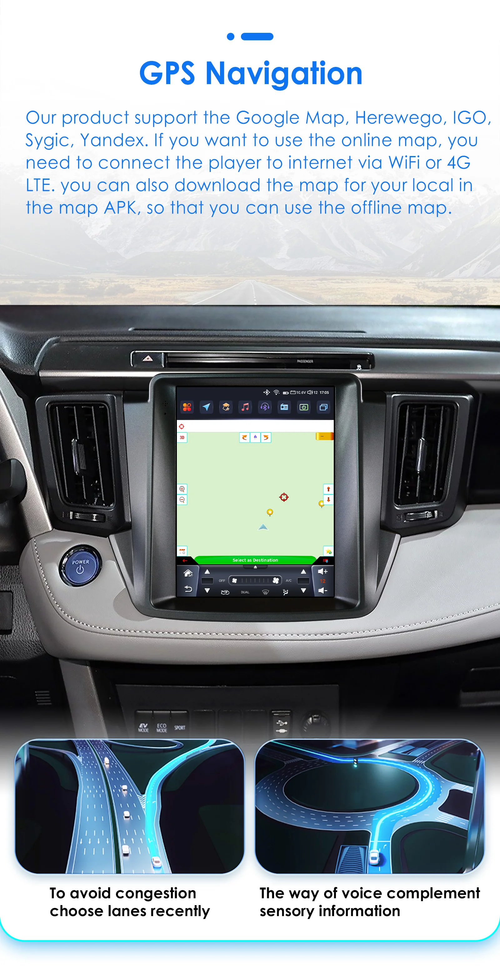 Radio Android 13 con GPS y CarPlay para Toyota RAV4 2013-2018 - imagen 2
