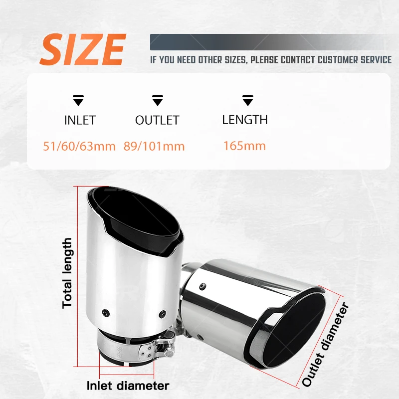 Punta de Escape Inoxidable 89mm Universal – Boquilla Silenciador Coche Modificado - imagen 2