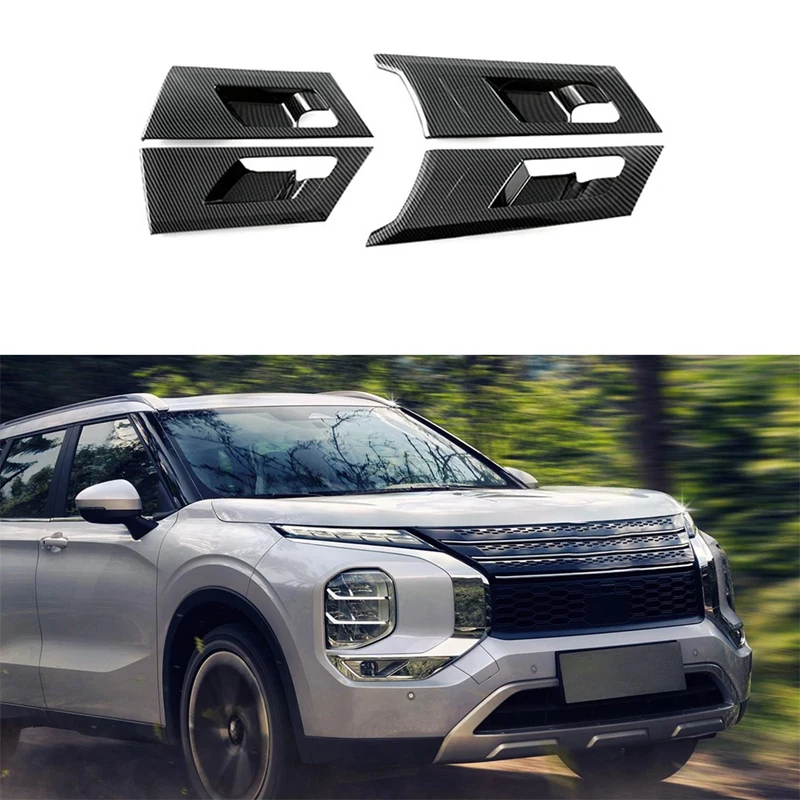 Cubierta de marco de puerta Interior de fibra de carbono para coche, moldura de protección de manija, pegatina para Mitsubishi Outlander 2022 2023 - imagen 3