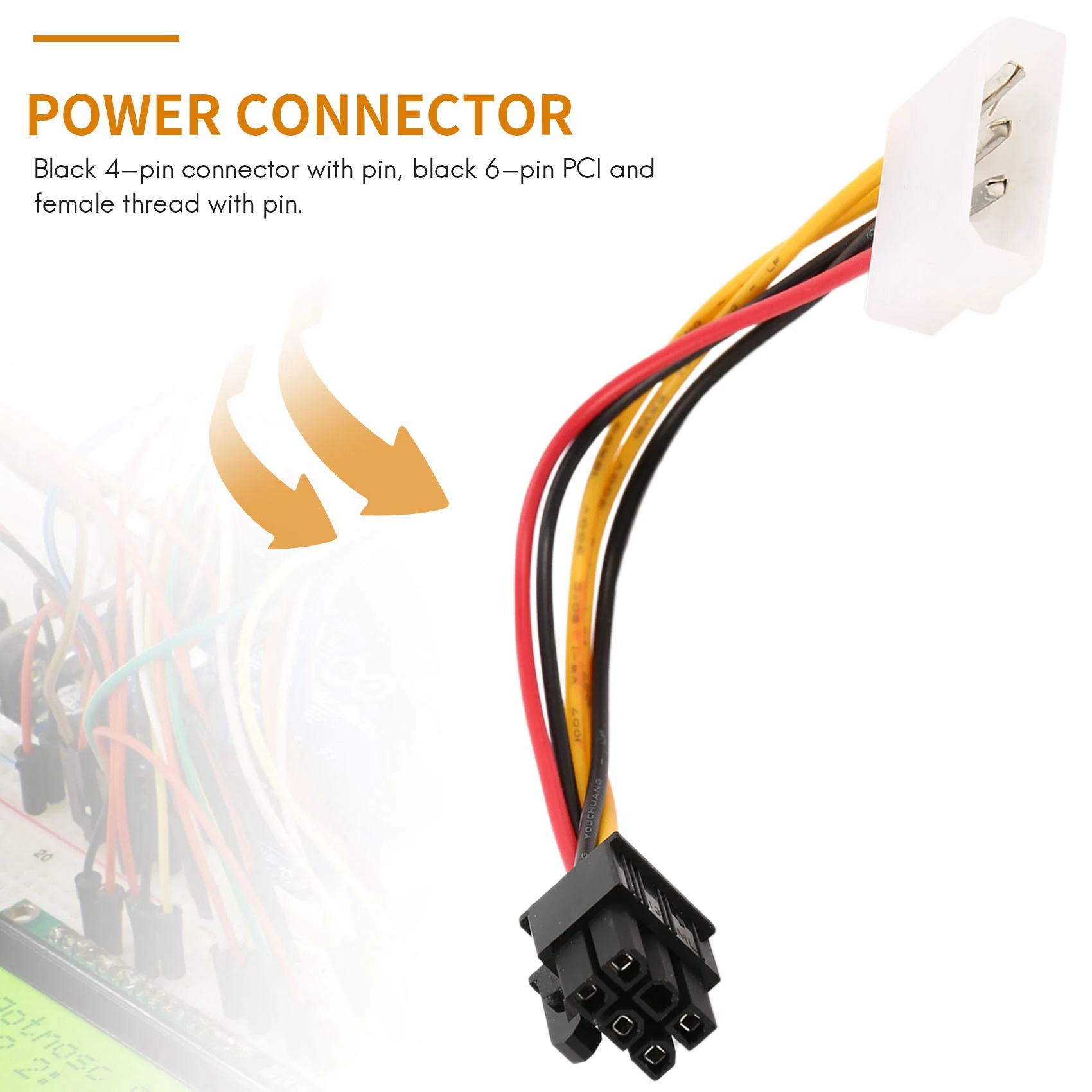 Cable de alimentación PCIe macho 4P a hembra 6P para adaptador - imagen 2