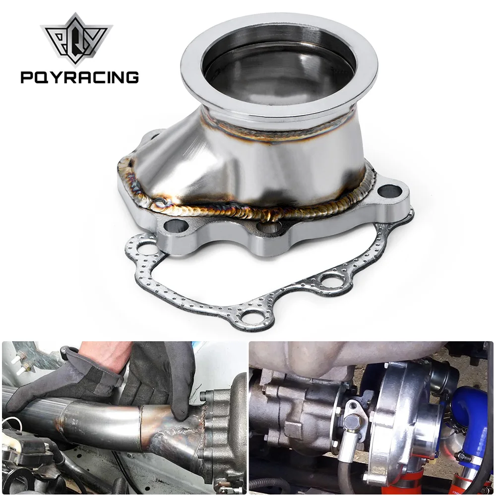 Adaptador turbo inoxidable PQY V-band para T25 T28 GT25 GT28 63mm