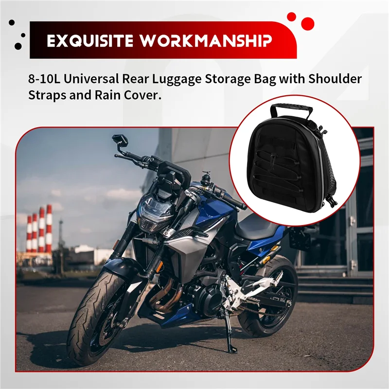 Bolsa trasera universal para moto con correas y cubierta antilluvia - imagen 5