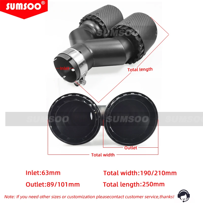 SUMSOO Embellecedor de escape tipo Y en fibra de carbono para VW Golf - imagen 2