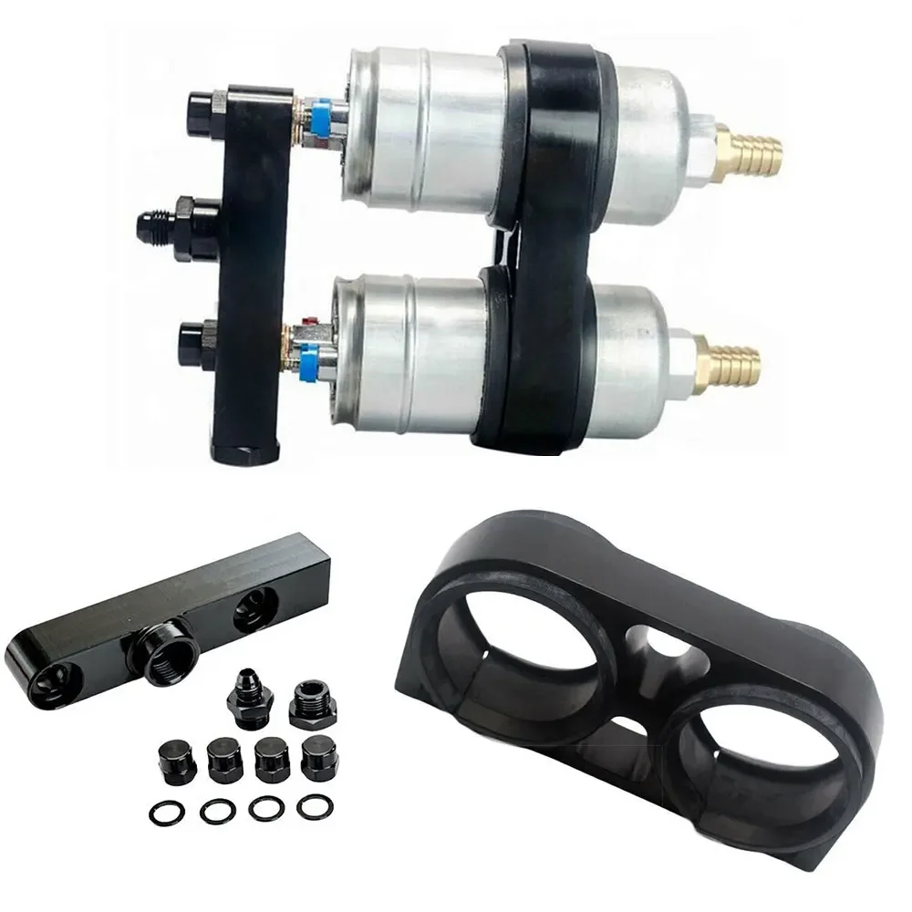 Para 044 colector de salida de bomba de combustible con soporte de montaje soporte de bomba de combustible de coche conjunto de aluminio palanquilla colector de salida doble - imagen 3