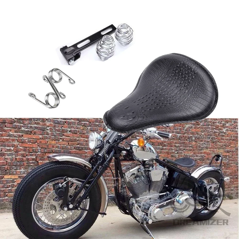 Asiento monoplaza retro efecto cocodrilo para Harley y Honda Café - imagen 3