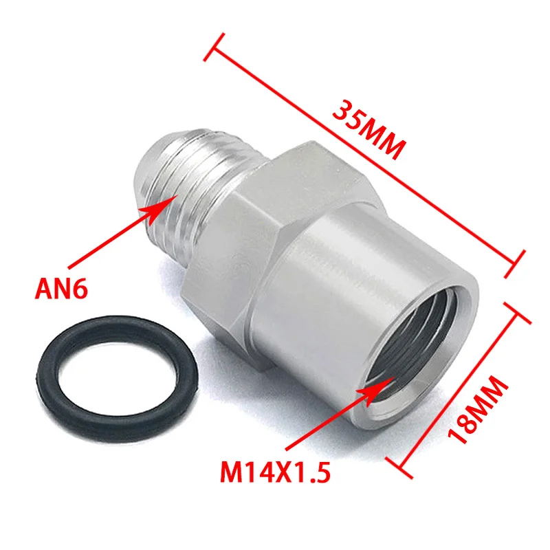 Adaptador recto de combustible M14x1,5 hembra a 6AN macho de aluminio - imagen 5