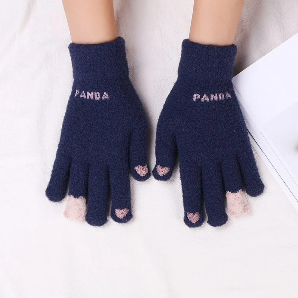 Guantes de invierno de felpa para niñas: lindos tejidos suaves, resistentes al frío, compatibles con pantalla táctil, cálidos para ciclismo y otoño-invierno, uso diario - imagen 3