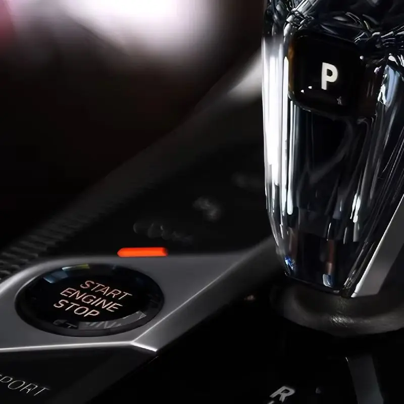 Juego de 4 piezas de perilla de palanca de cambios de cristal con retroiluminación naranja perilla de palanca de cambios automática apta para la serie BMW