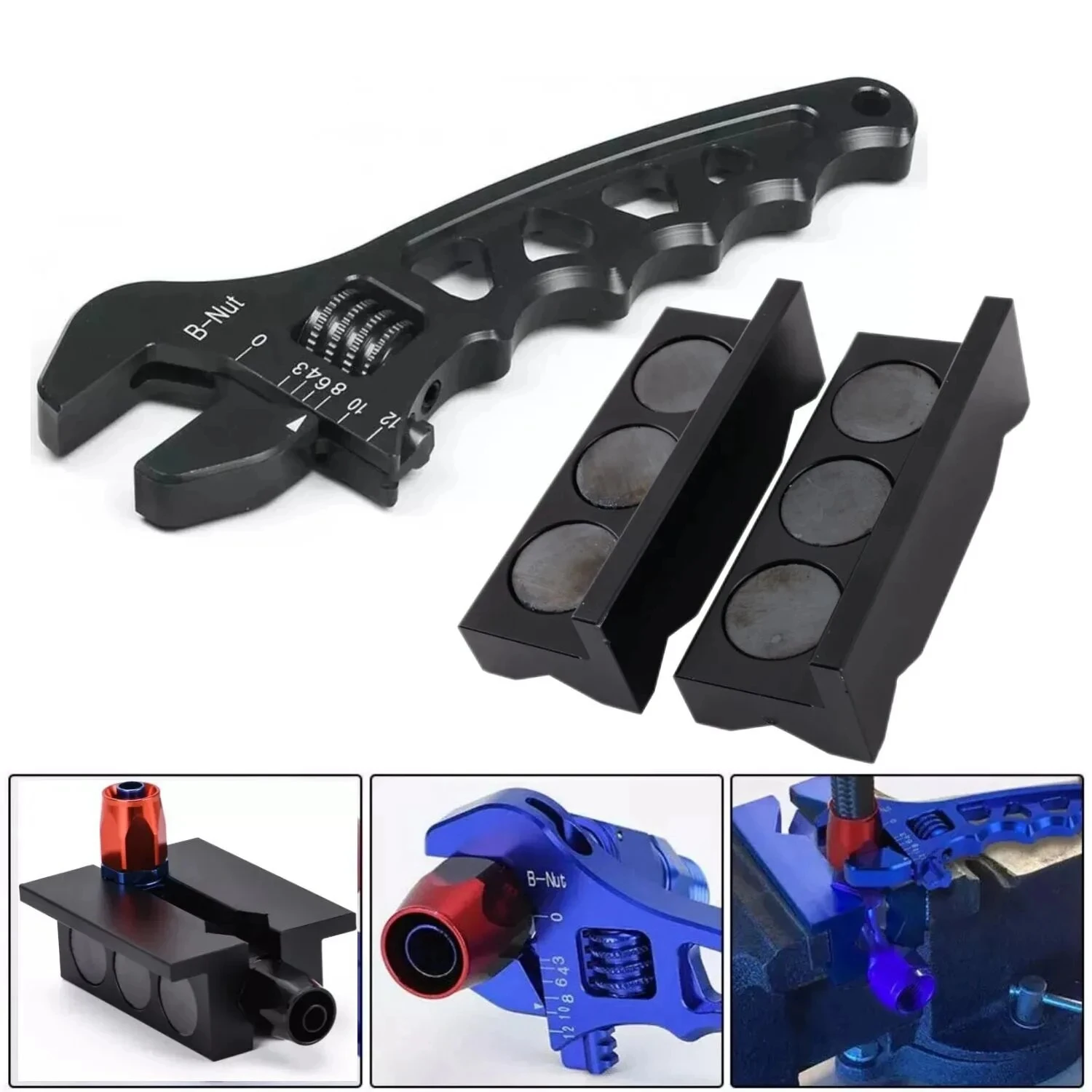 Llave inglesa ajustable Billet para manguera coche Negro/Azul - imagen 2