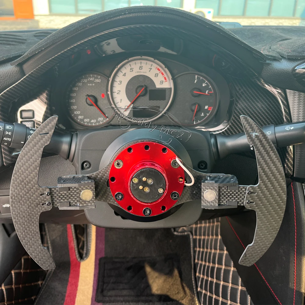 Paletas de volante para deportes de carreras, soporte Universal de fibra de carbono Real, palanca de cambios para coche - imagen 5