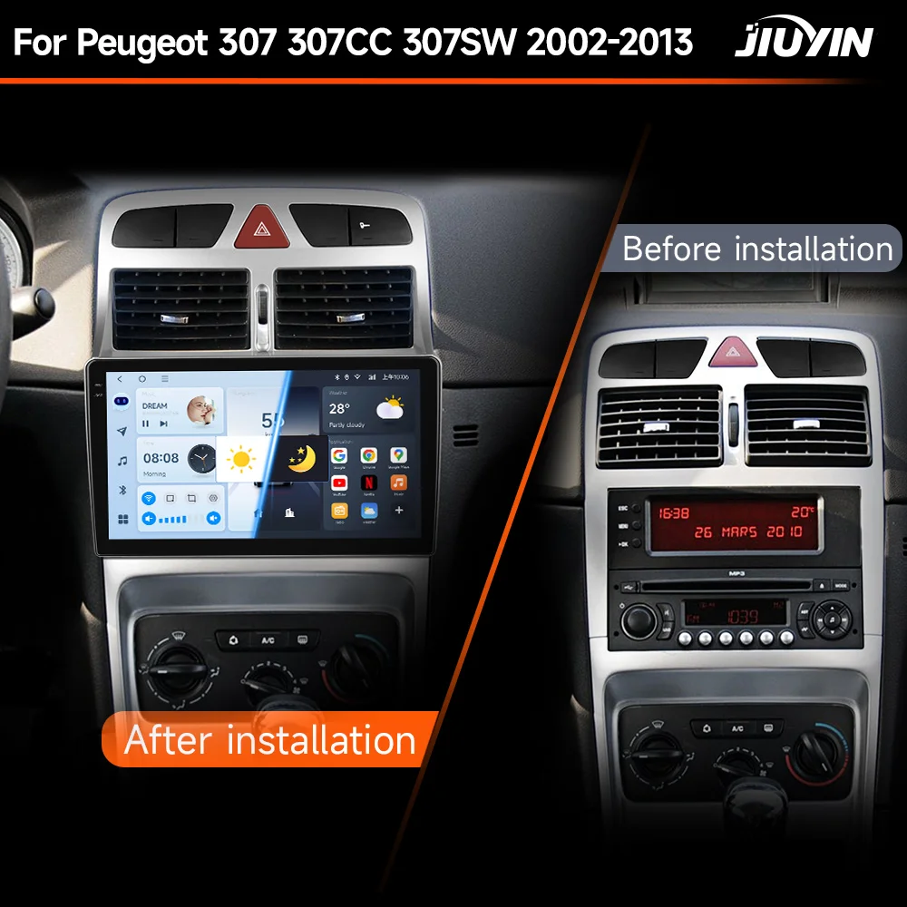 Radio 2 DIN JIUYIN con CarPlay y Android Auto para Peugeot 307 - imagen 4