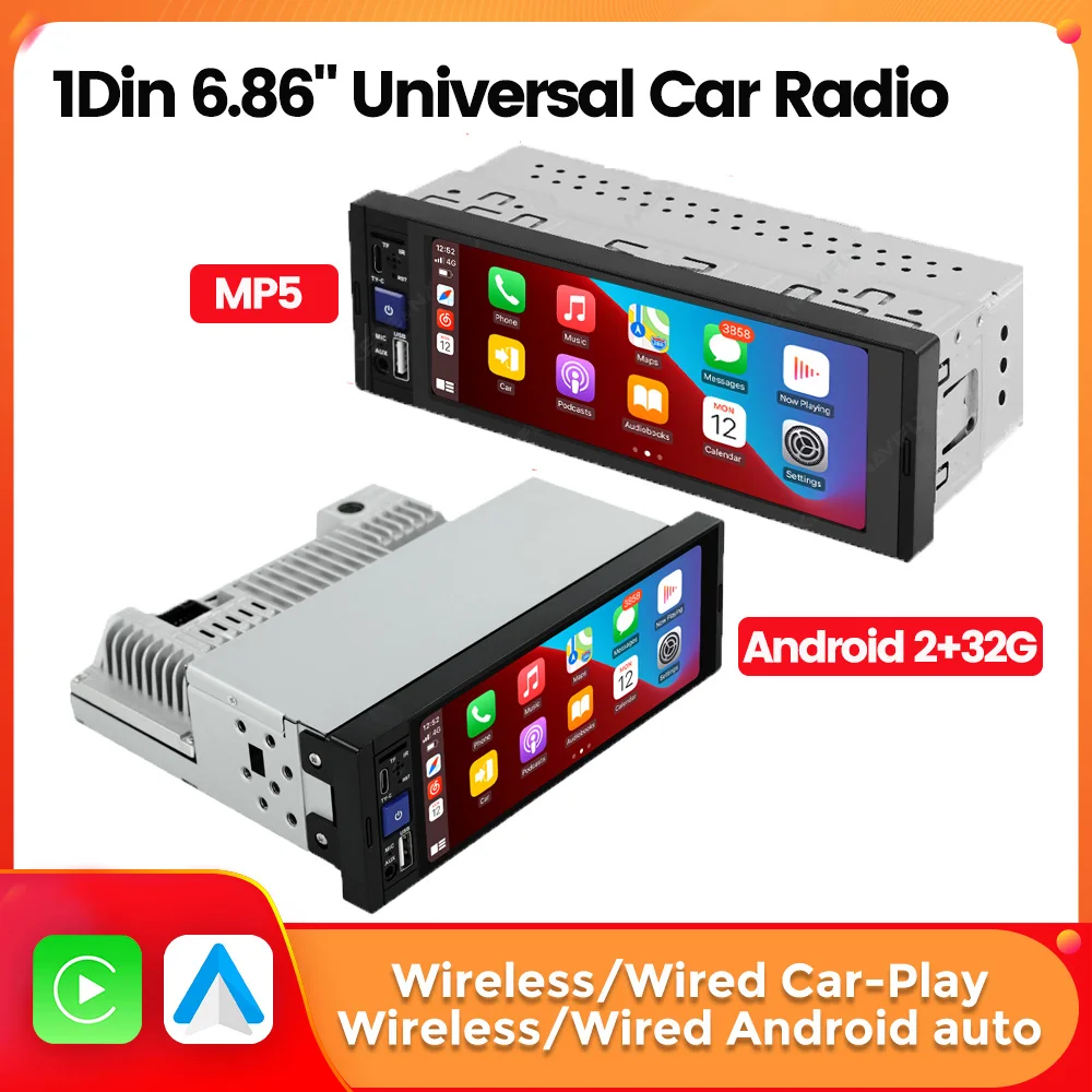 Radio MP5 multimedia BT FM con CarPlay y Android Auto MEKEDE