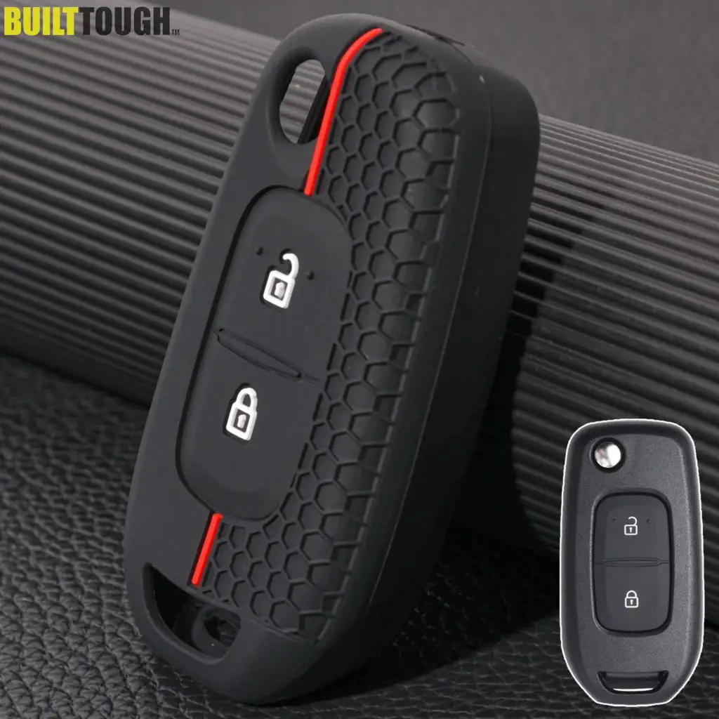 Funda de silicona con 2 botones para llavero de coche, Protector de carcasa para Renault Megane Logan 2 Stepway Sandero Twingo Kangoo