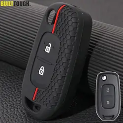 Funda de silicona con 2 botones para llavero de coche, Protector de carcasa para Renault Megane Logan 2 Stepway Sandero Twingo Kangoo