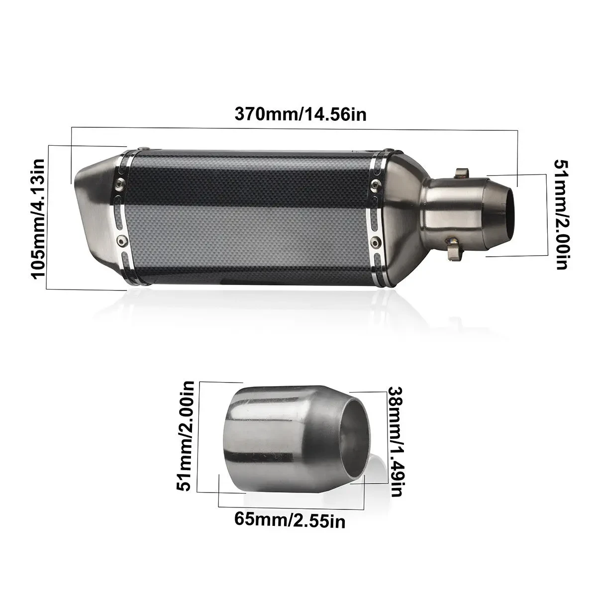 Tubo escape universal motocicleta acero inoxidable 51 mm con Db Killer - imagen 4