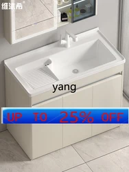 CX Mueble de lavandería en acero inoxidable con lavabo cerámico
