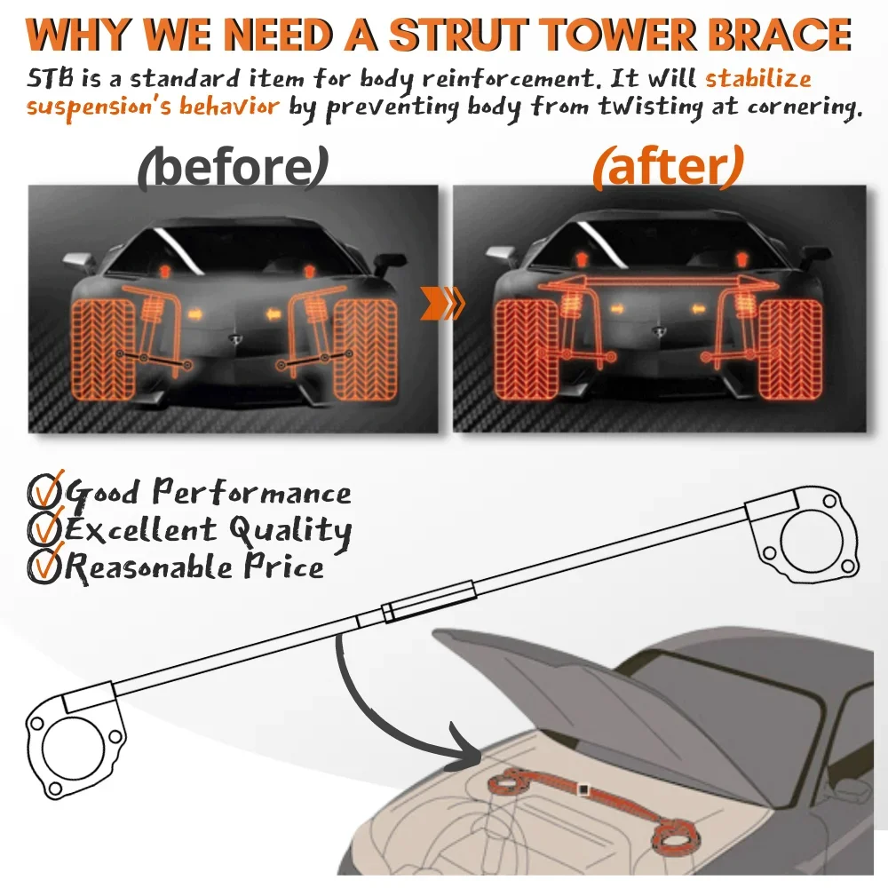 Para Nissan x-trail T32 MK3 2013-2020 no para 2.0L barra de puntal delantera soporte de torre suspensión motor estabilizador de choque superior STB - imagen 4