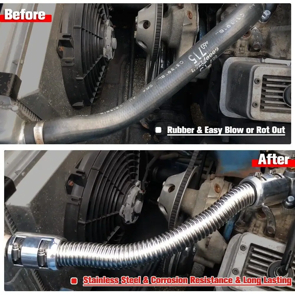 Manguera de radiador acero inoxidable flexible con tapas universales - imagen 4