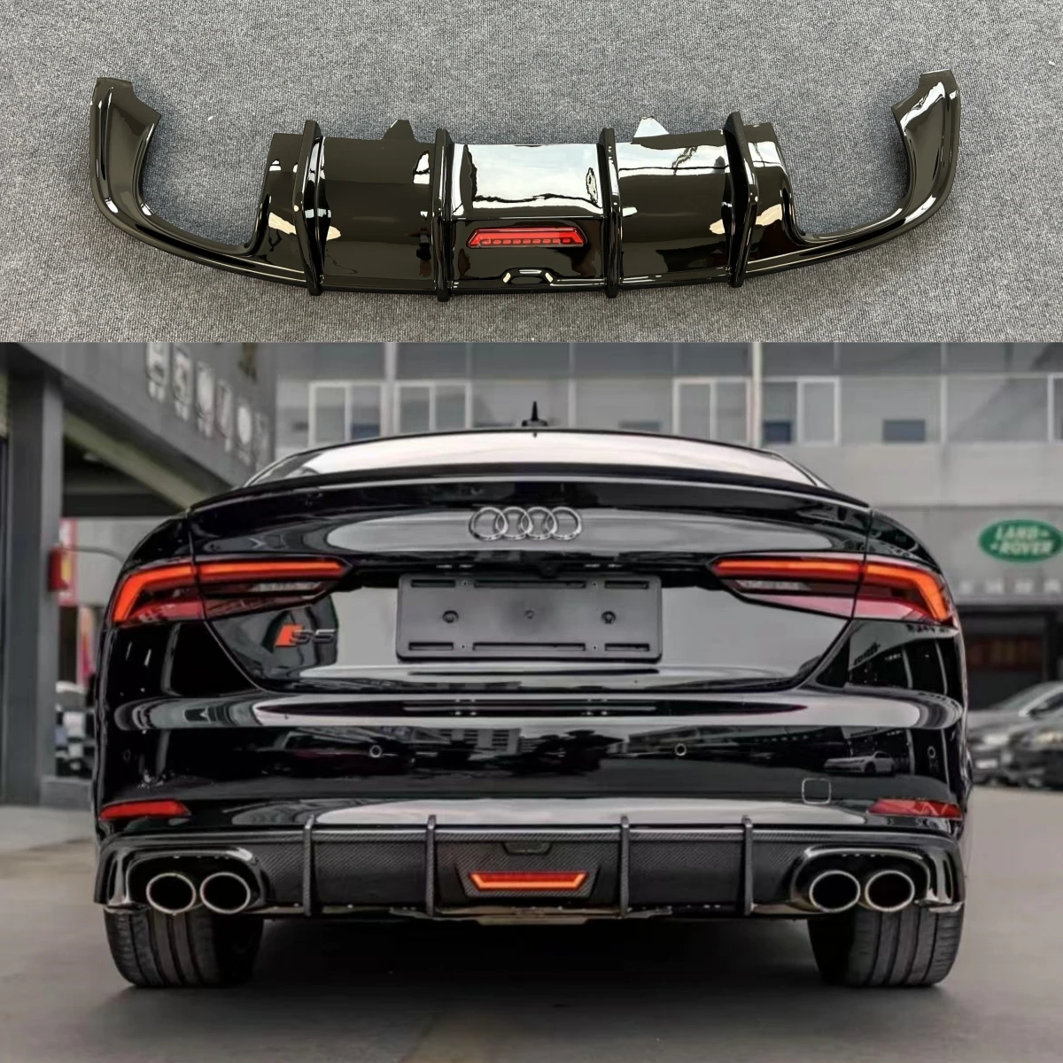 Difusor de parachoques trasero para Audi A5 s-line S5 B9 Sport 2017 2018 2019 2020 alerón difusor de coche de 4 puertas con escape (no para 2 puertas)