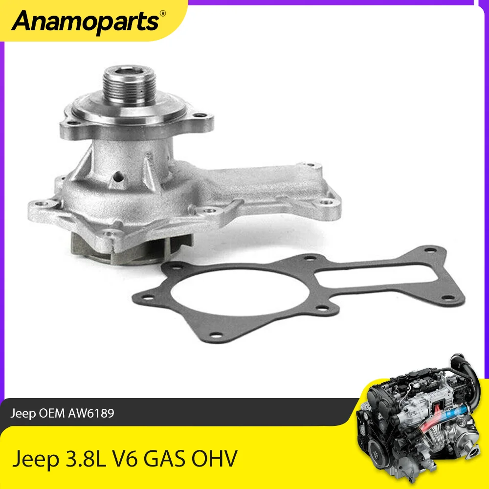 Bomba de agua AW6189 con juntas para Jeep Wrangler 3.8L V6 OHV